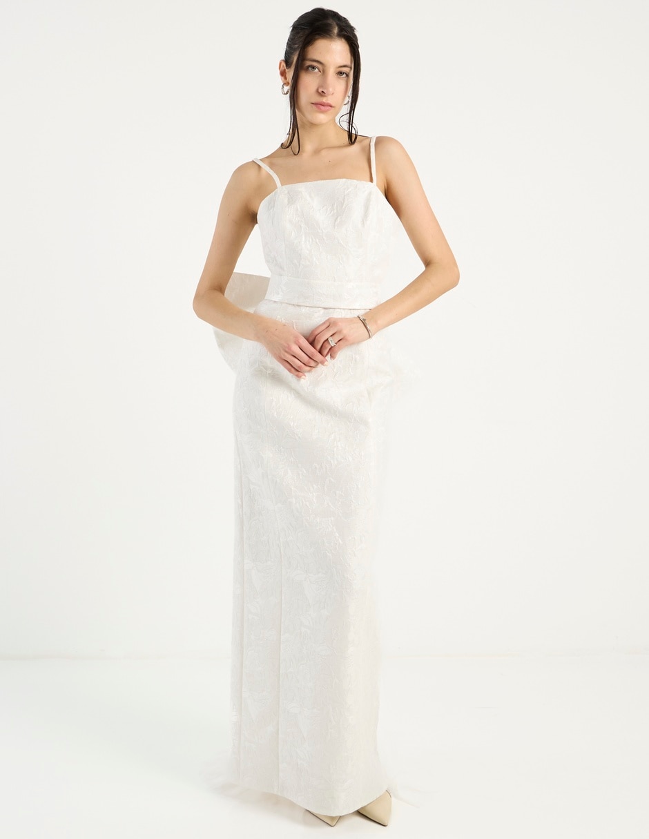 Vestido maxi de fiesta escote regular