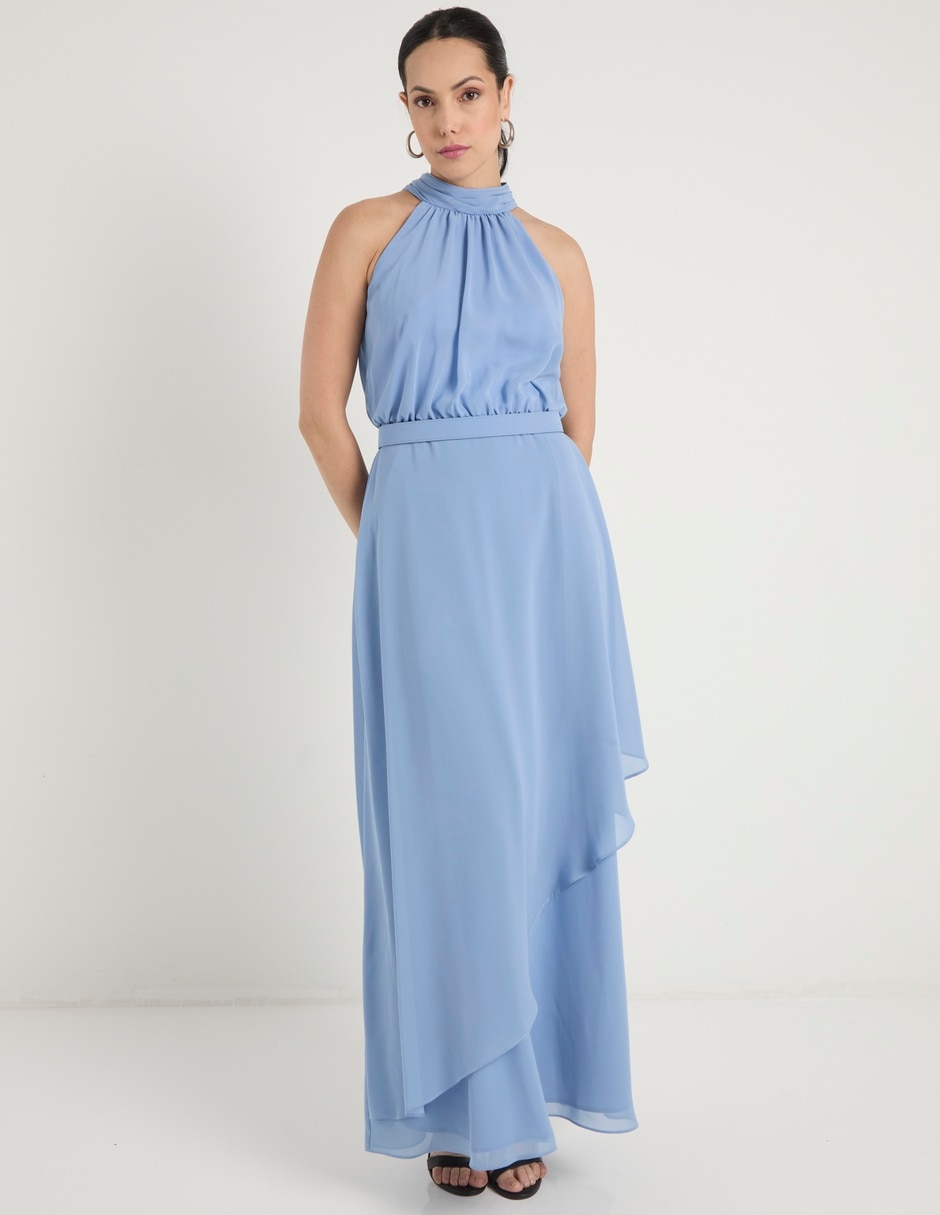 Vestido largo de fiesta escote con cuello 2