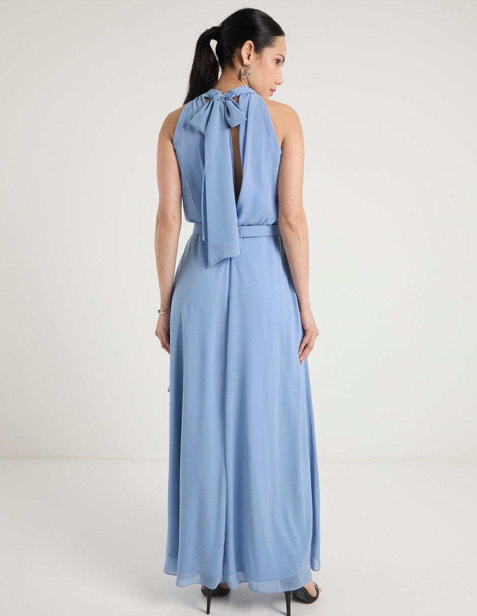 Vestido largo de fiesta escote con cuello 6