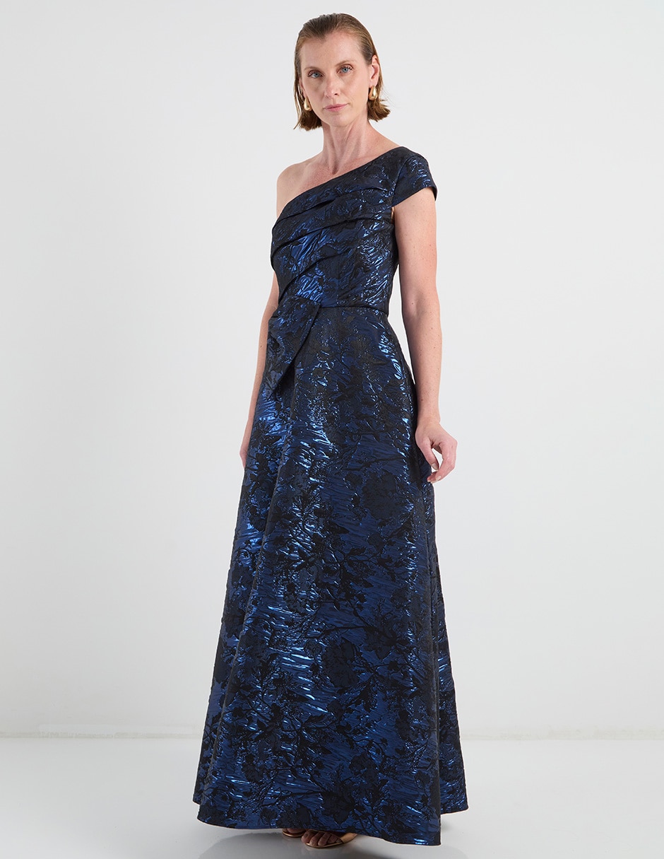 Vestido maxi de fiesta escote asimétrico 2