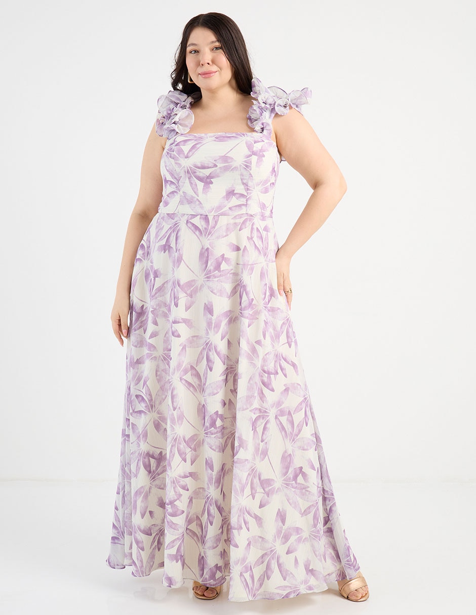 Vestido maxi de fiesta escote cuadrado