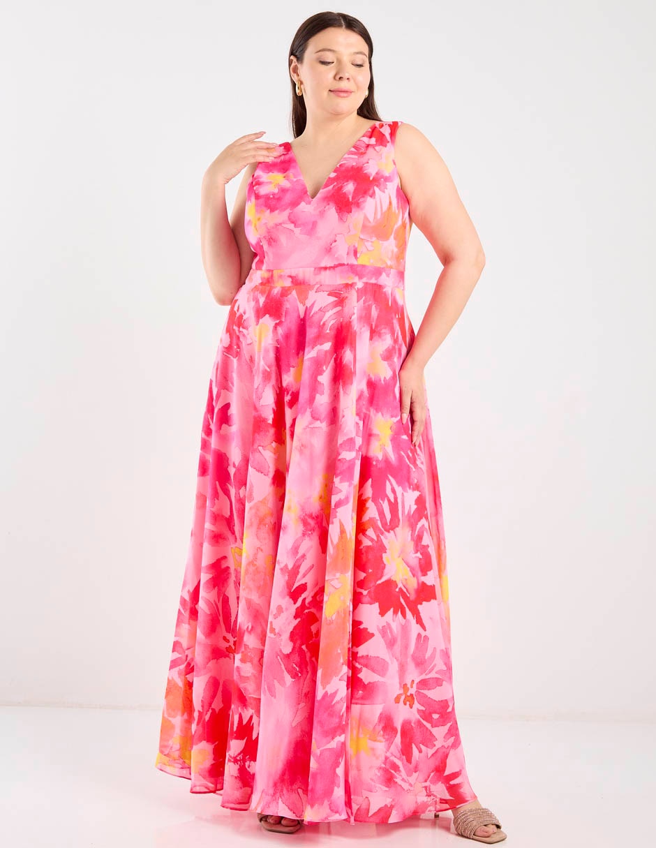 Vestido maxi fiesta escote V 3