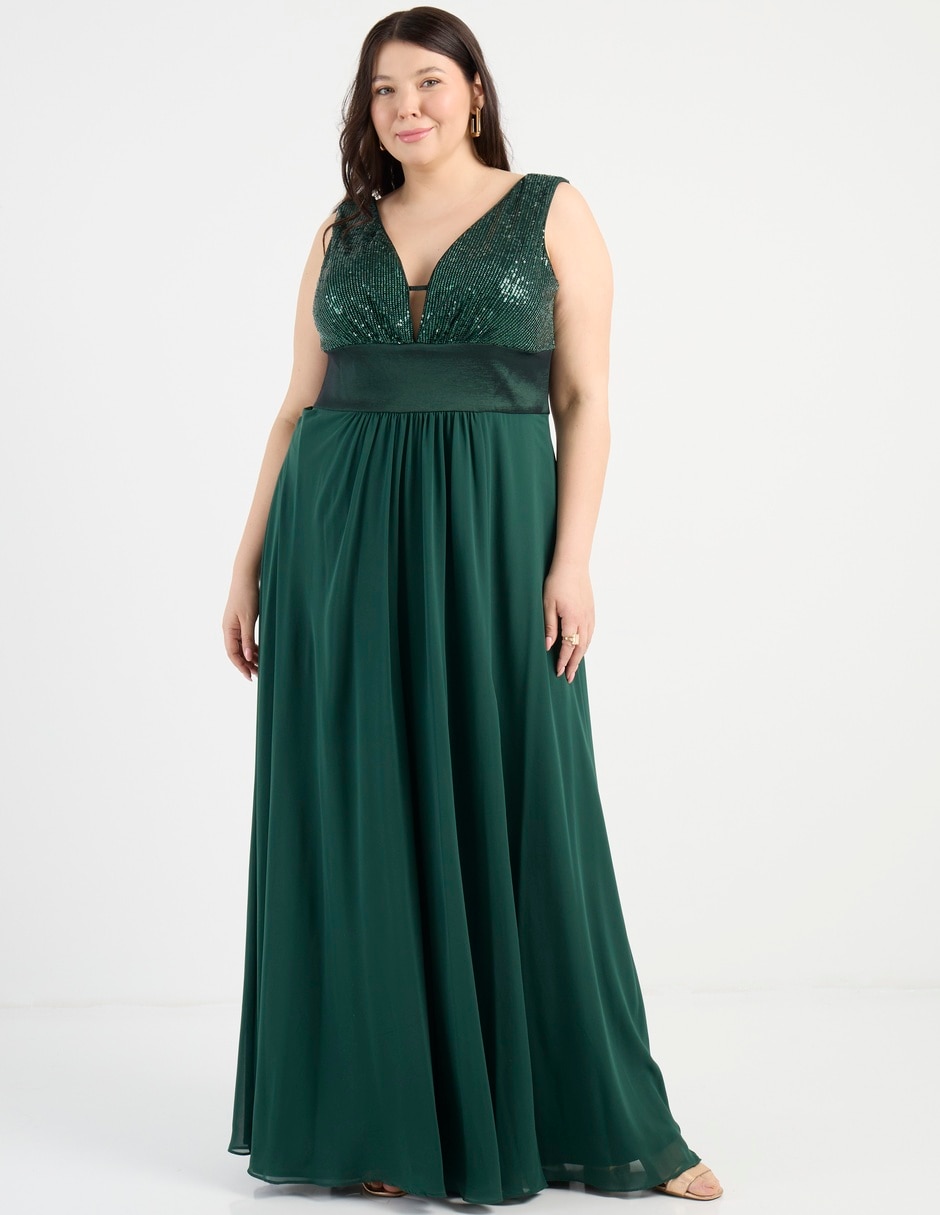 Vestido maxi fiesta escote V 2