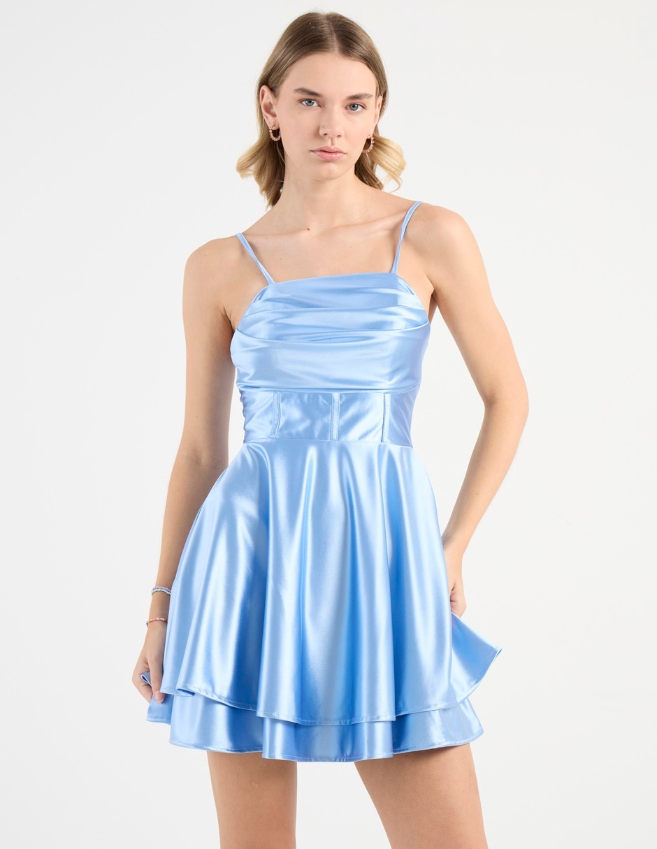 Vestido mini de fiesta escote cuadrado Vestido mini de fiesta escote cuadrado
