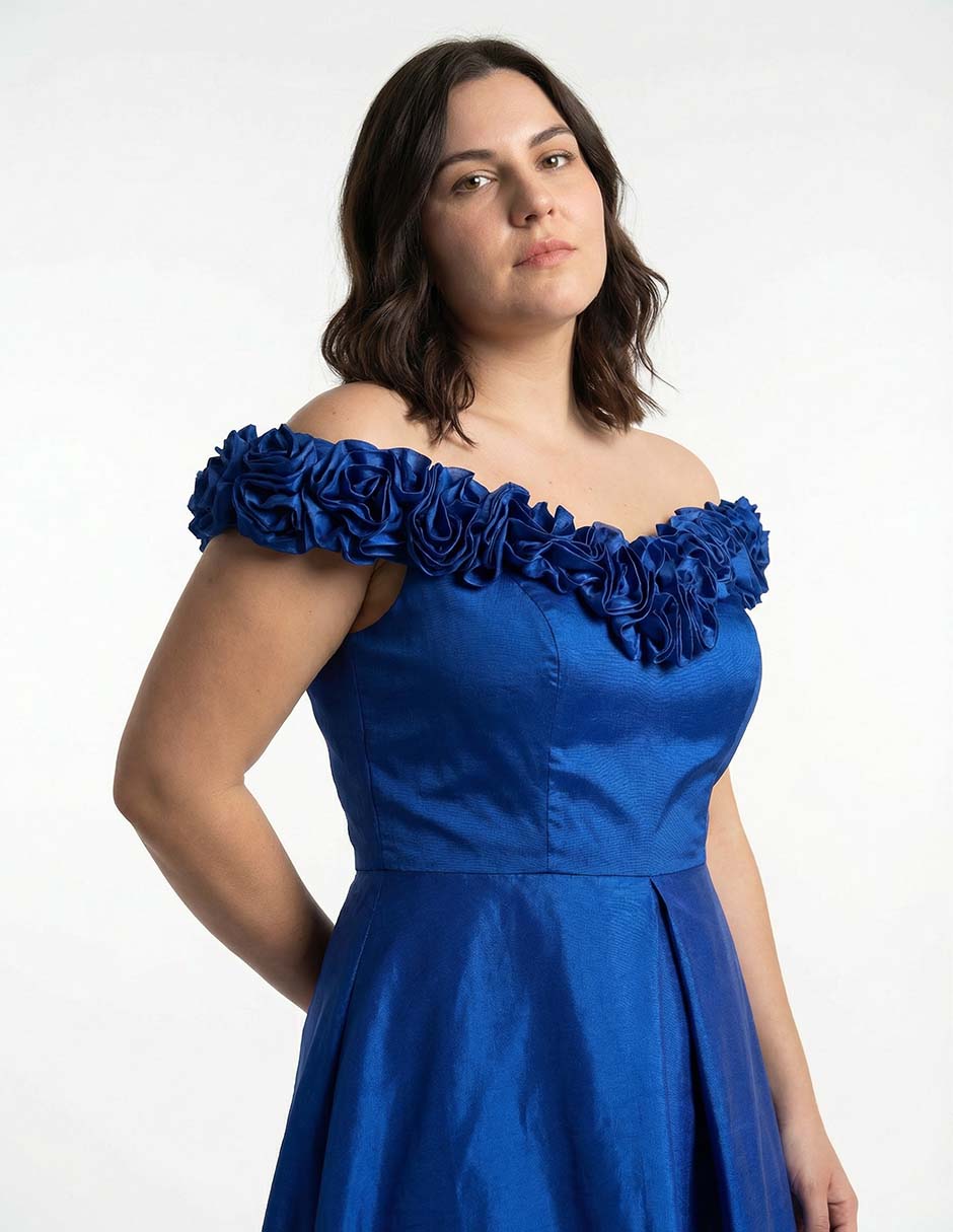 Vestido maxi de fiesta escote bardot 4