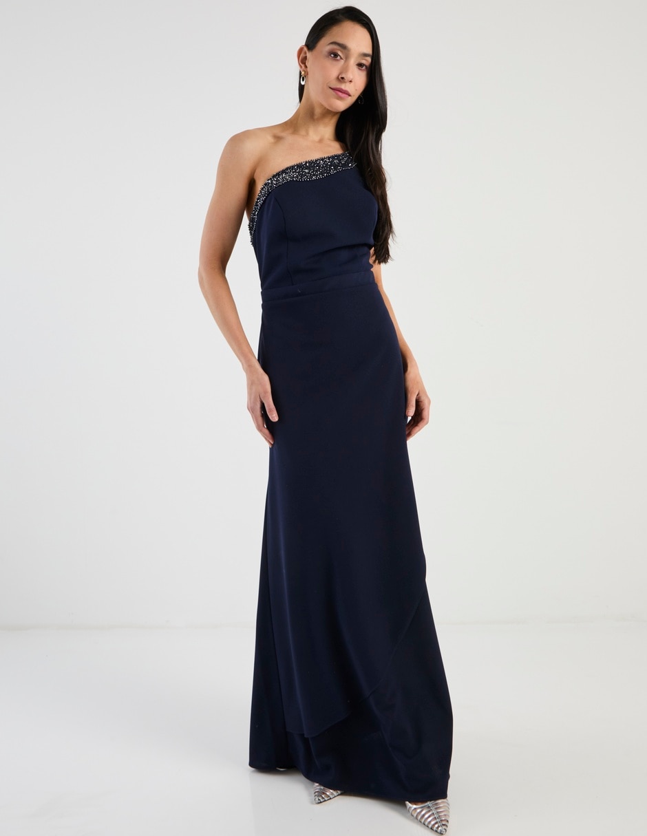 Vestido maxi de fiesta escote asimétrico 2