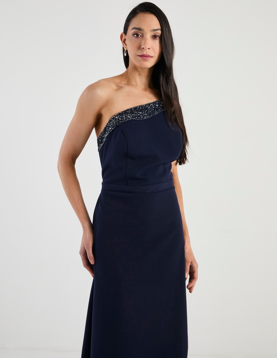Vestido maxi de fiesta escote asimétrico 4