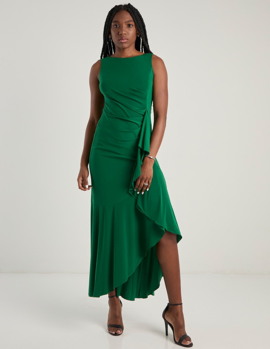 Vestido crop de fiesta escote redondo