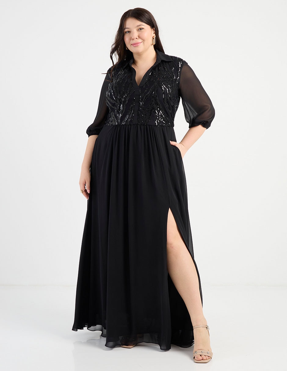 Vestido maxi fiesta escote V Vestido maxi fiesta escote V