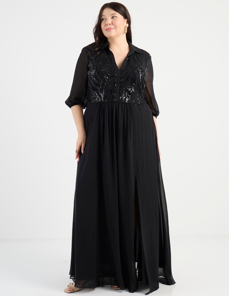 Vestido maxi fiesta escote V 2