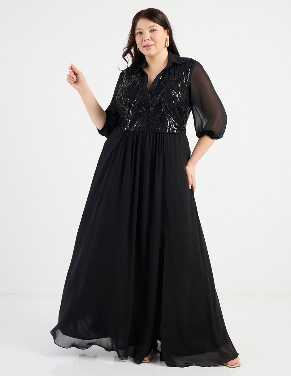 Vestido maxi fiesta escote V 3