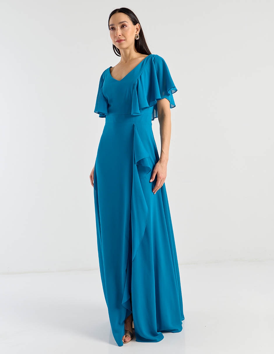 Vestido largo de fiesta escote v 2