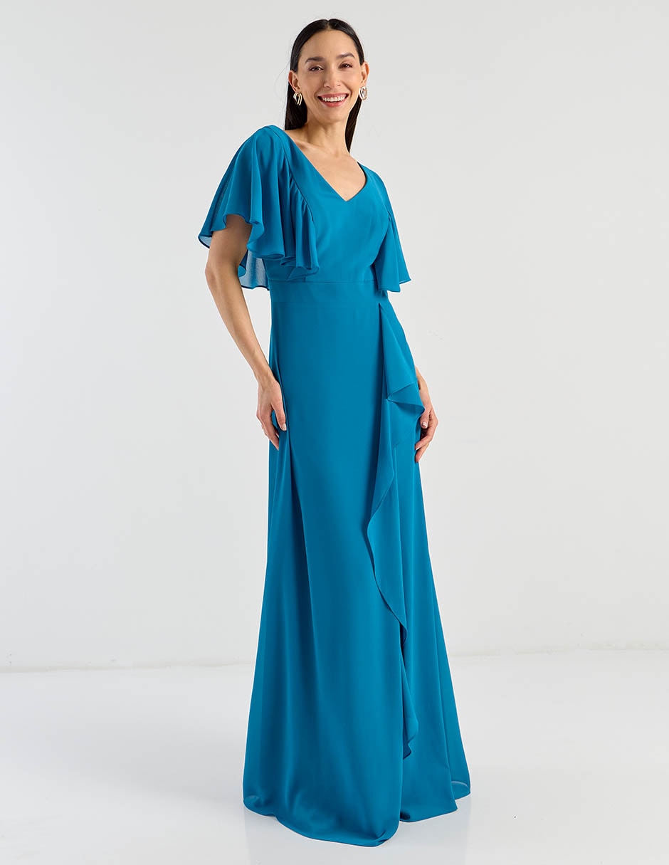 Vestido largo de fiesta escote v 3