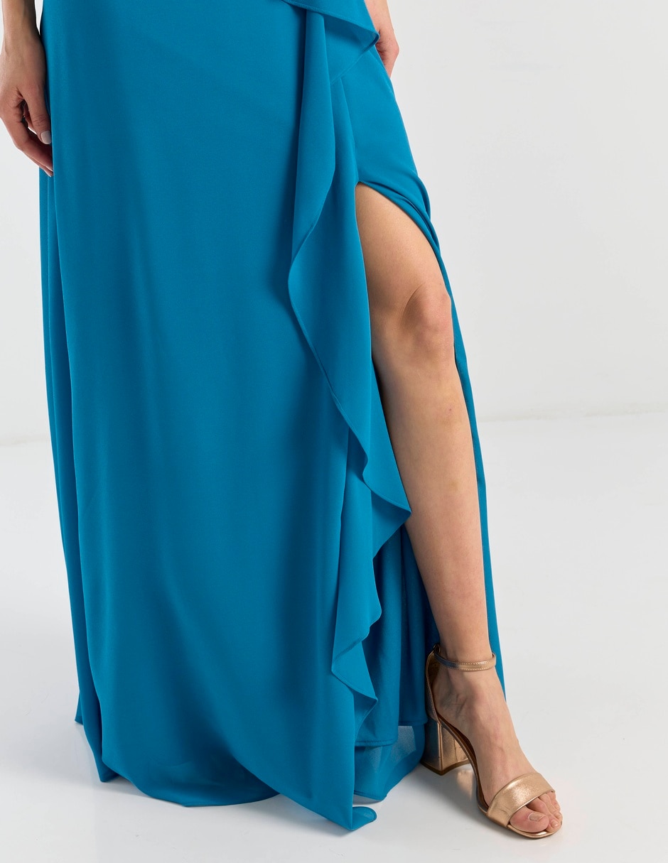 Vestido largo de fiesta escote v 6