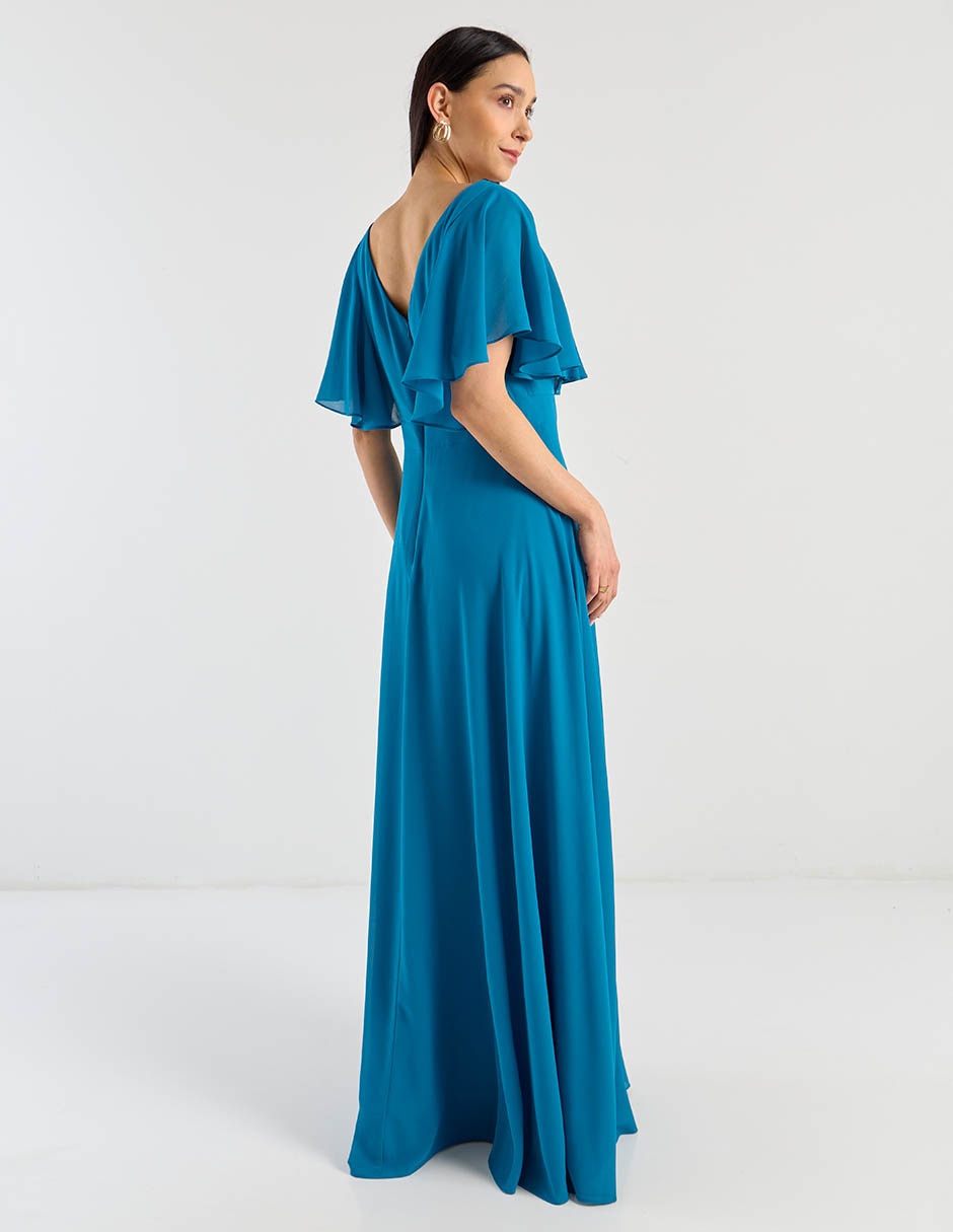 Vestido largo de fiesta escote v 7