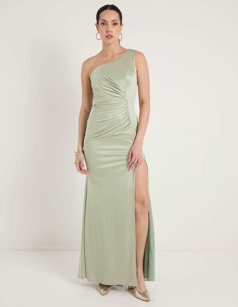 Vestido maxi de fiesta escote asimétrico 2