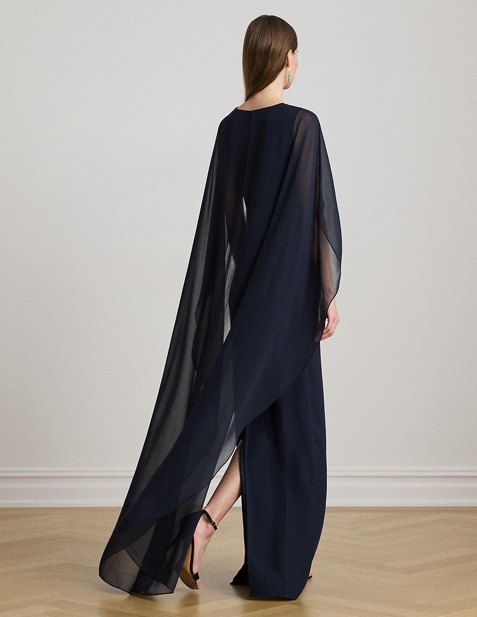 Vestido maxi de fiesta escote iluisón 2