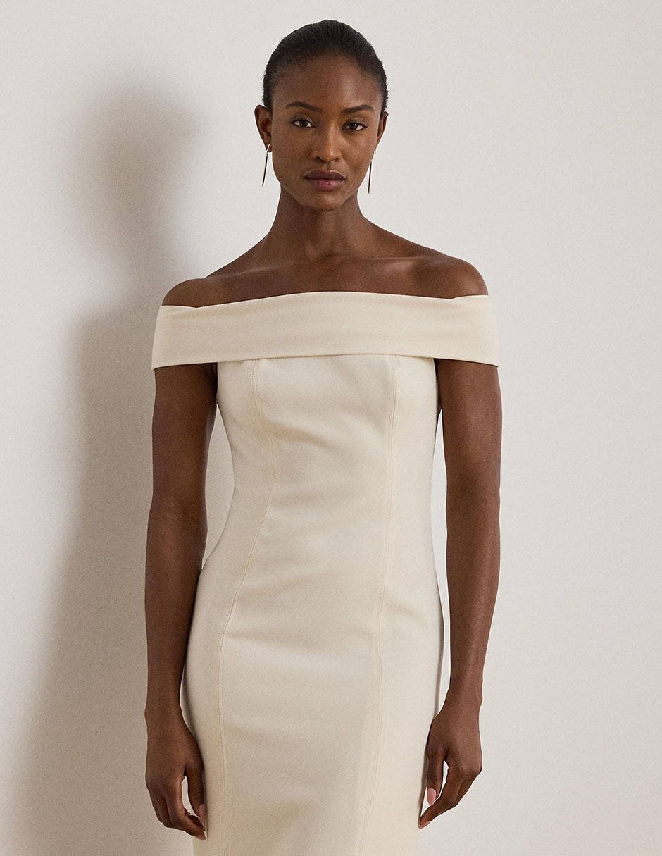 Vestido maxi de fiesta escote bardot 3