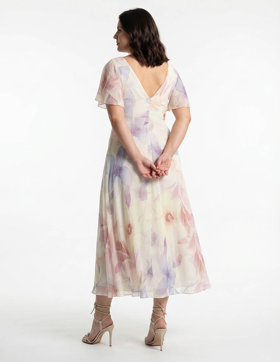Vestido midi de fiesta escote V 2