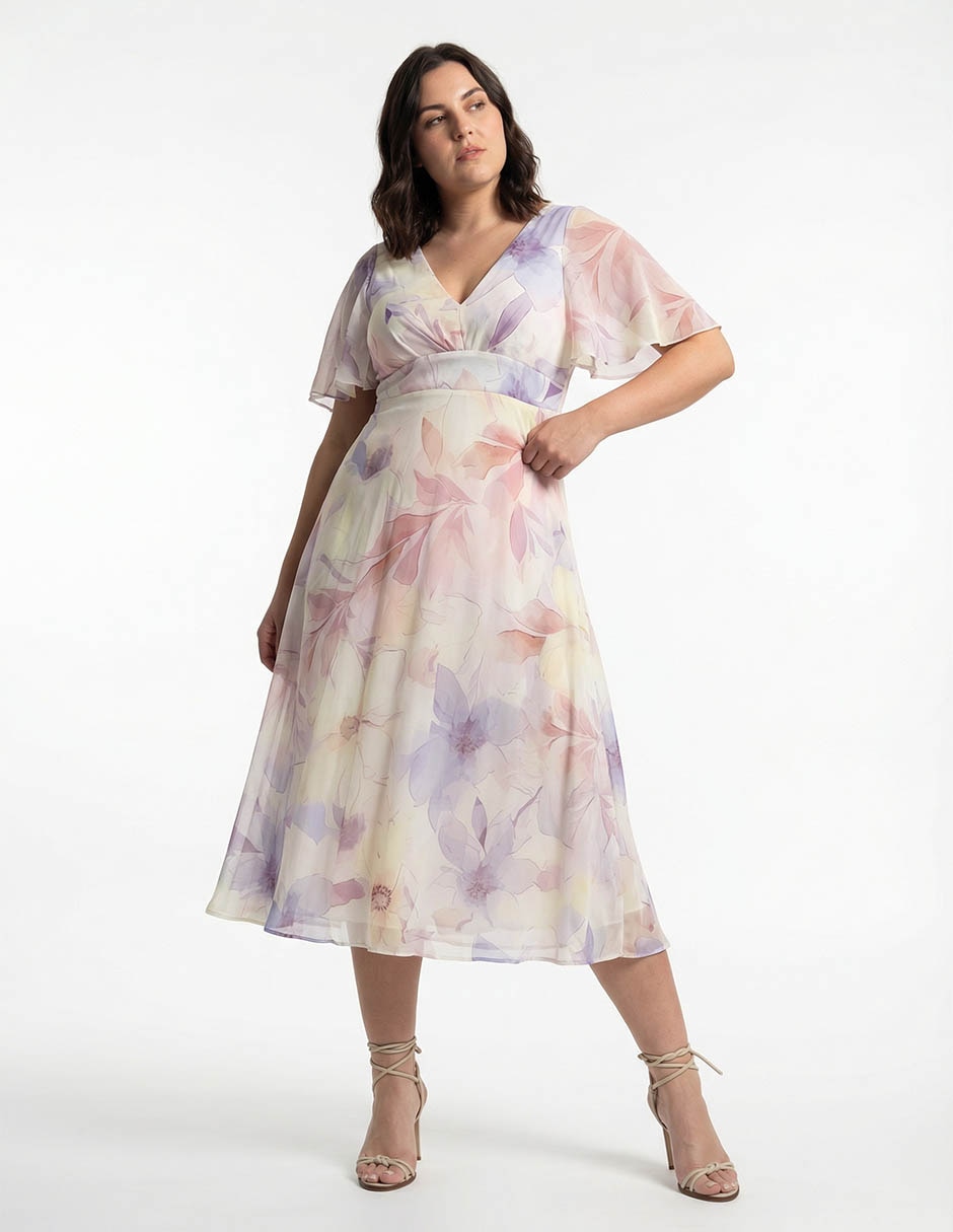 Vestido midi de fiesta escote V 3