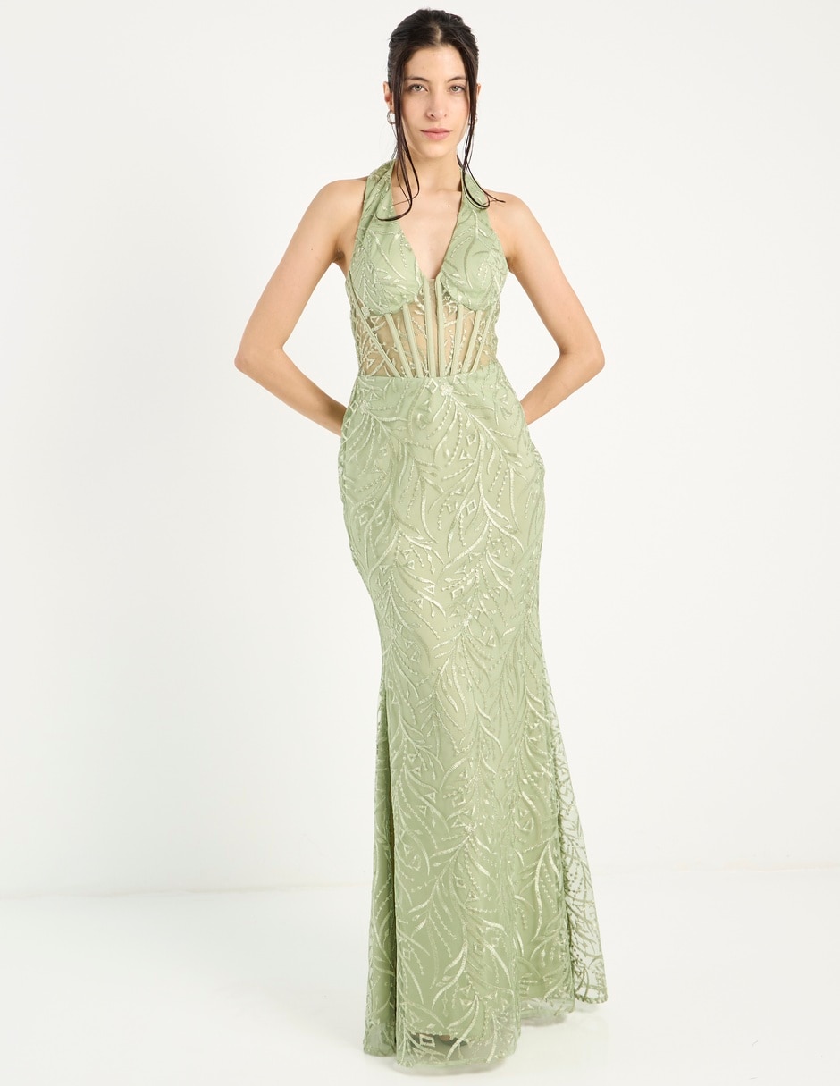Vestido maxi de fiesta escote V