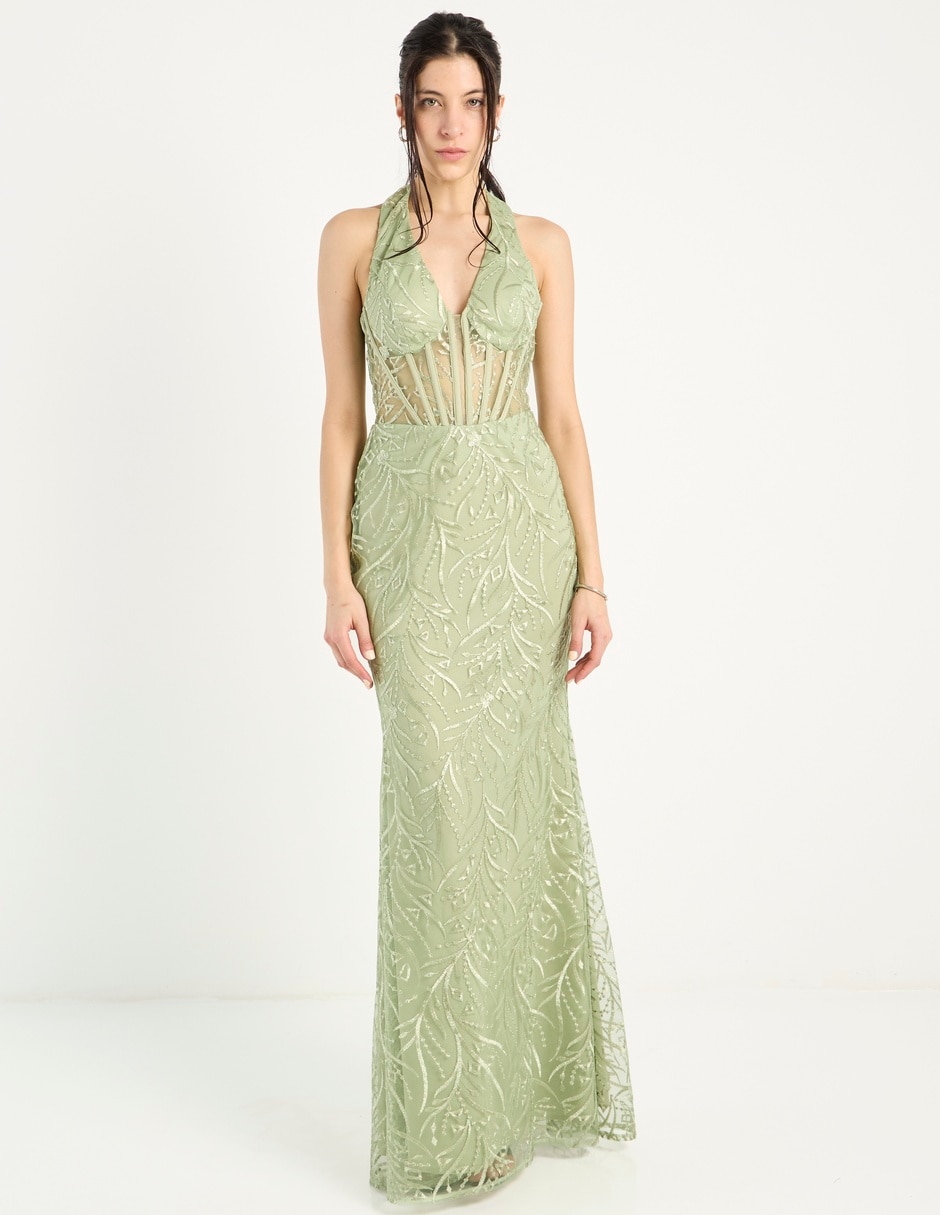 Vestido maxi de fiesta escote V 2