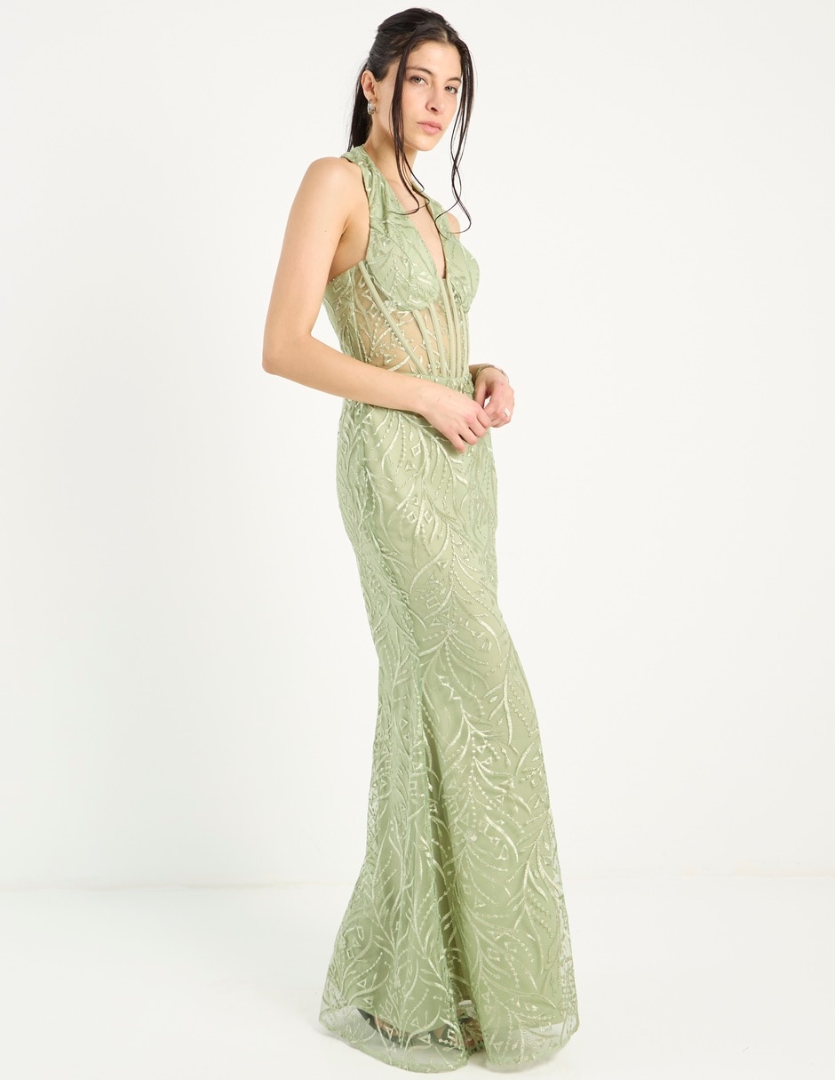 Vestido maxi de fiesta escote V 3
