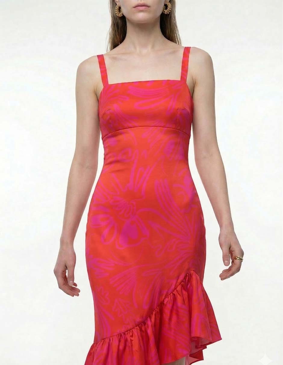Vestido largo de fiesta escote cuadrado 4