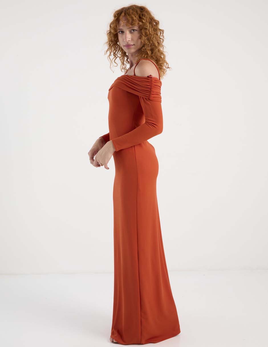 Vestido maxi de fiesta escote bardot 3